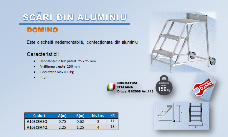 scara din aluminiu model DOMINO